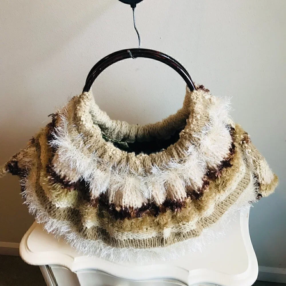 Hobo Hand Knitted Textured Boho Slouchy Bag